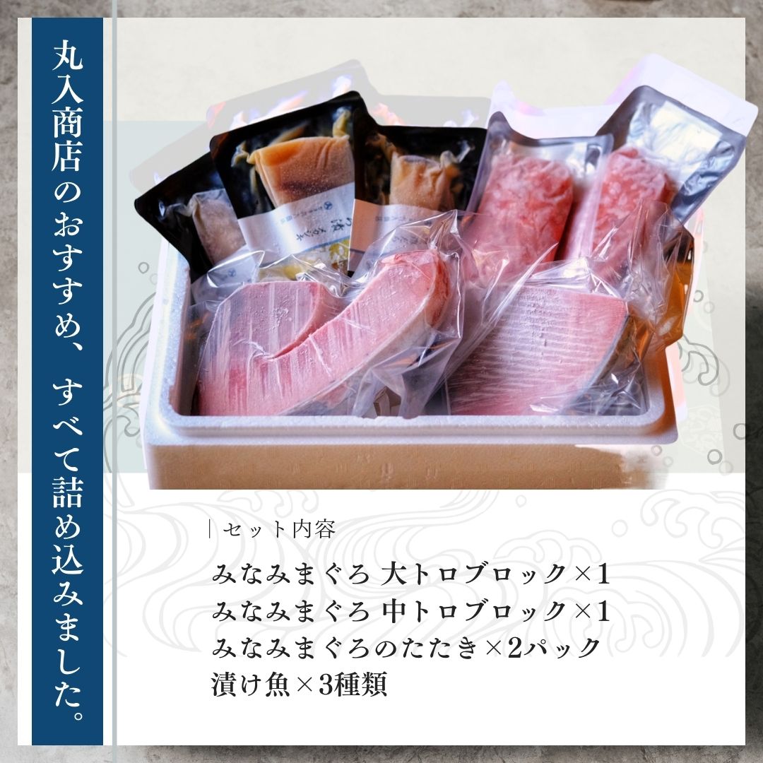 みなみまぐろと漬け魚よくばりセット〈大トロ・中トロ・たたき・漬け魚